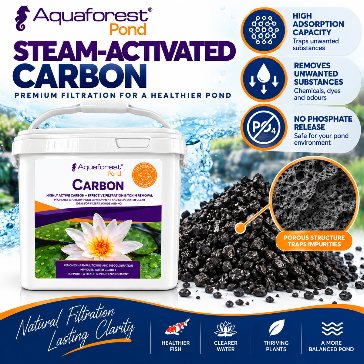 Aquaforest Carbon Pond 5L – Activated Carbon for Pond Filters