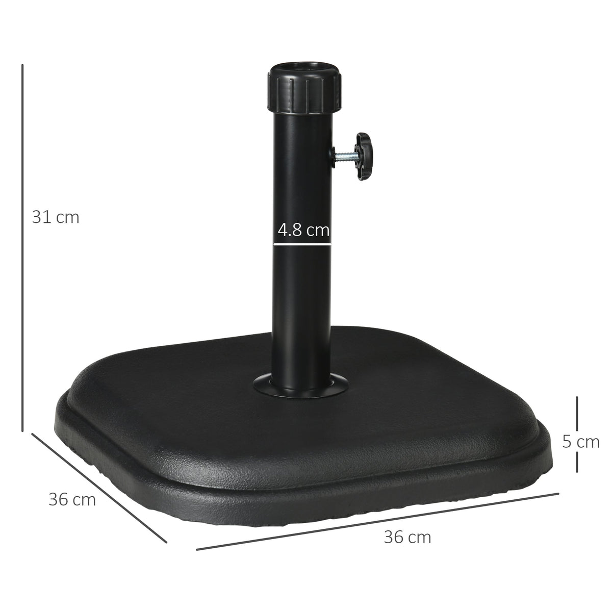 11kg Concrete Garden Parasol Base Holder, Square Umbrella Stand Weight, Black