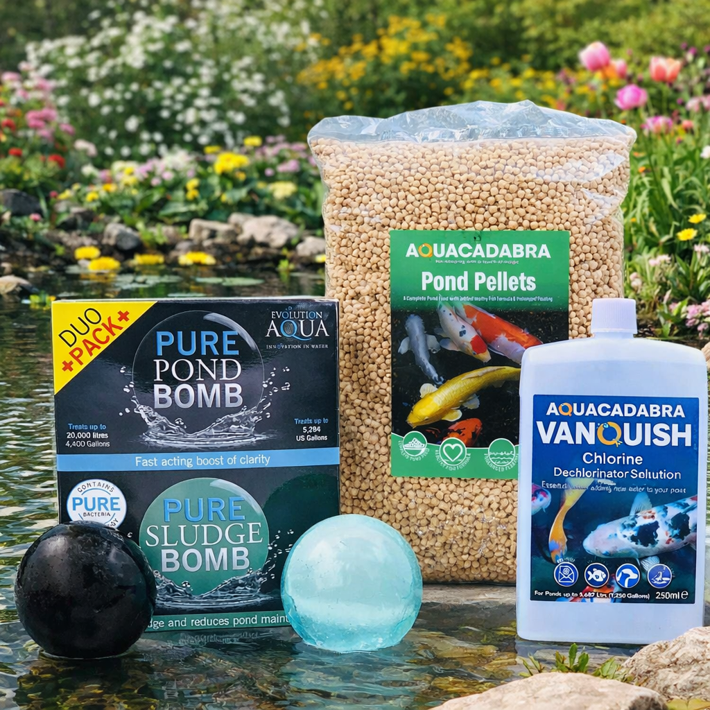 Aquacadabra Pond Care Bundle 20,000L Dechlorinator Bacteria Treatment & Fish Food