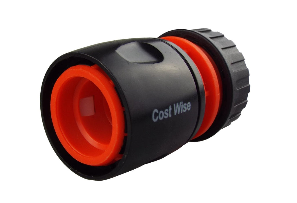 Female Hose Connector, 1/2" or 5/8" Hose, Black/Orange