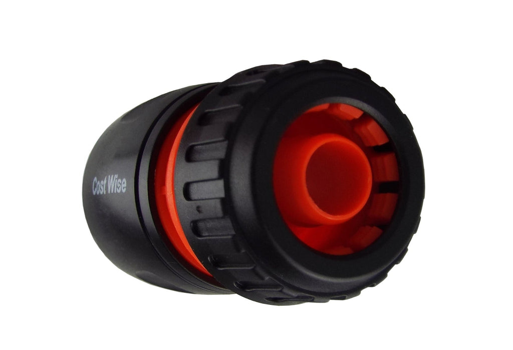 Female Hose Connector, 1/2" or 5/8" Hose, Black/Orange