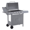4+1 Burner Gas BBQ Gril with Side Burner, Warming Rack & Thermometer, 125 x 51 x 100cm, Grey