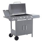 4+1 Burner Gas BBQ Gril with Side Burner, Warming Rack & Thermometer, 125 x 51 x 100cm, Grey