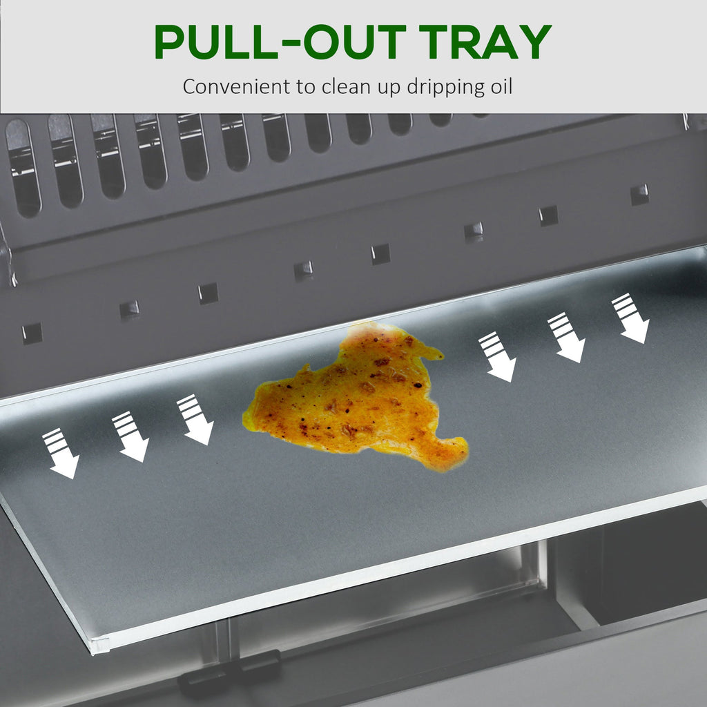 4+1 Burner Gas BBQ Gril with Side Burner, Warming Rack & Thermometer, 125 x 51 x 100cm, Grey