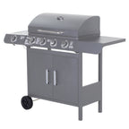 4+1 Burner Gas BBQ Gril with Side Burner, Warming Rack & Thermometer, 125 x 51 x 100cm, Grey