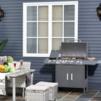 4+1 Burner Gas BBQ Gril with Side Burner, Warming Rack & Thermometer, 125 x 51 x 100cm, Grey