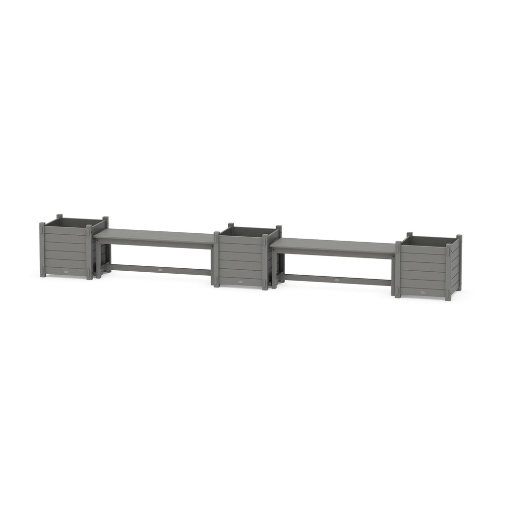 48" Nautical Straight Double Planter Bench Set - Large