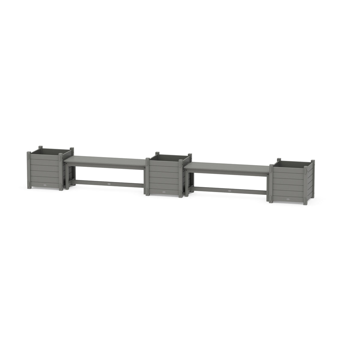 48" Nautical Straight Double Planter Bench Set - Large