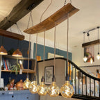 Curved Oak Stave Chandelier | Rustic Dining Table & Kitchen Island Lighting