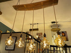 Curved Oak Stave Chandelier | Rustic Dining Table & Kitchen Island Lighting