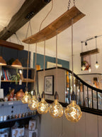 Curved Oak Stave Chandelier | Rustic Dining Table & Kitchen Island Lighting