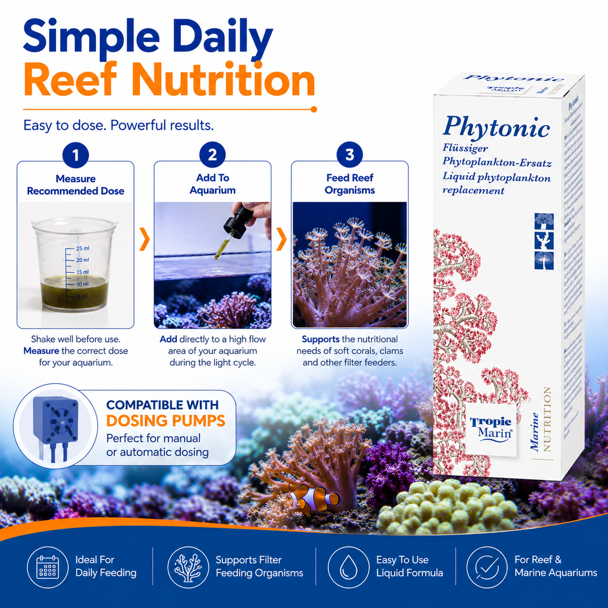 Tropic Marin Phytonic 50ml Coral Food for Soft Corals Clams Reef Tanks