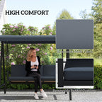 3 Seater Garden Swing Chair with Adjustable Canopy and Removable Cushions, Dark Grey