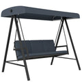 3 Seater Garden Swing Chair with Adjustable Canopy and Removable Cushions, Dark Grey