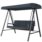 3 Seater Garden Swing Chair with Adjustable Canopy and Removable Cushions, Dark Grey
