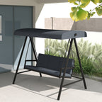 3 Seater Garden Swing Chair with Adjustable Canopy and Removable Cushions, Dark Grey