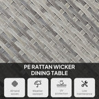 90 cm Rattan Patio Dining Table with Wood-plastic Composite Top for Balcony, Garden, Grey