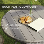 90 cm Rattan Patio Dining Table with Wood-plastic Composite Top for Balcony, Garden, Grey