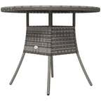 90 cm Rattan Patio Dining Table with Wood-plastic Composite Top for Balcony, Garden, Grey