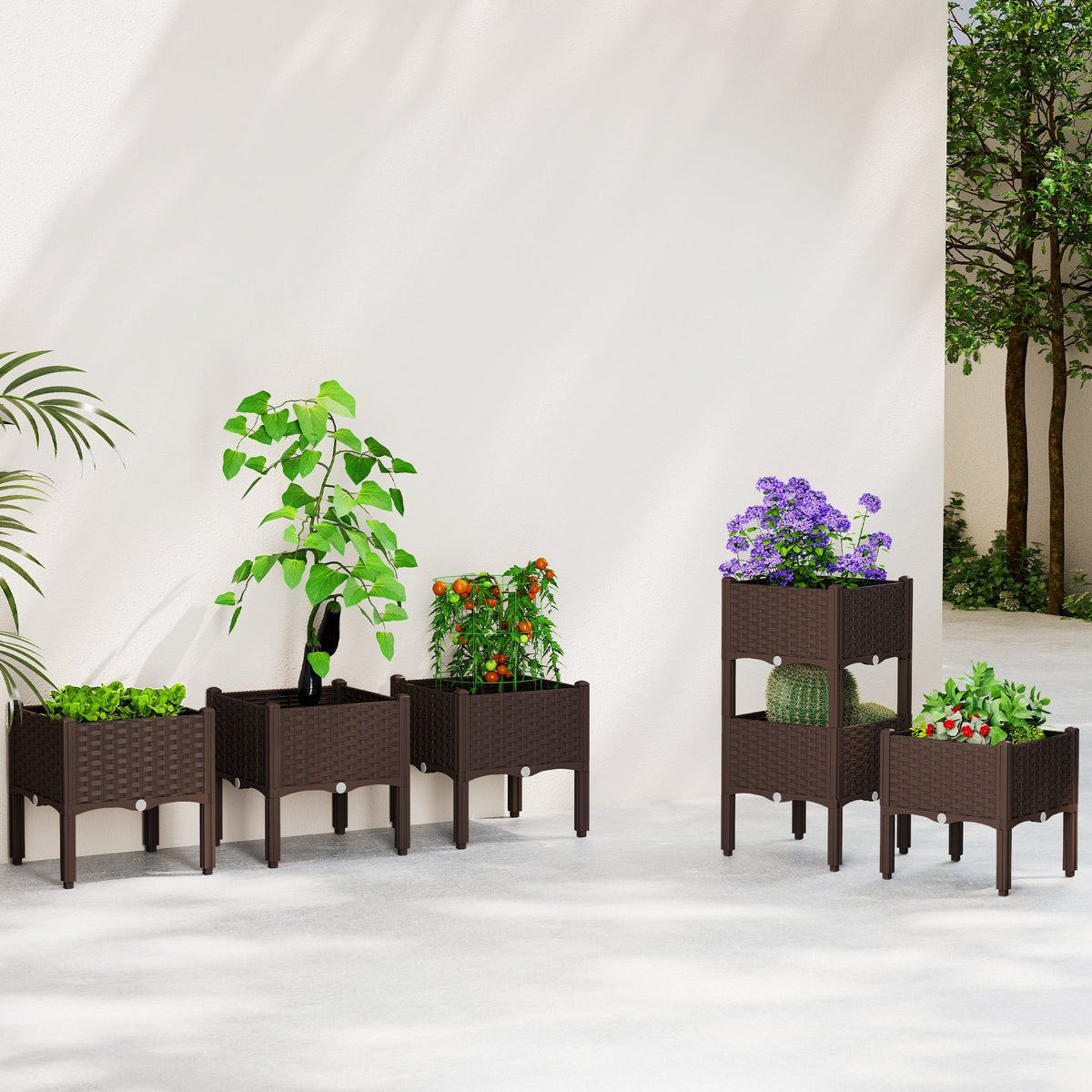 Self-Watering Plastic Raised Garden Bed with Legs