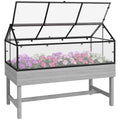 NookGrow Raised Garden Bed with Cold Frame Greenhouse, Distressed Grey