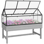 NookGrow Raised Garden Bed with Cold Frame Greenhouse, Distressed Grey