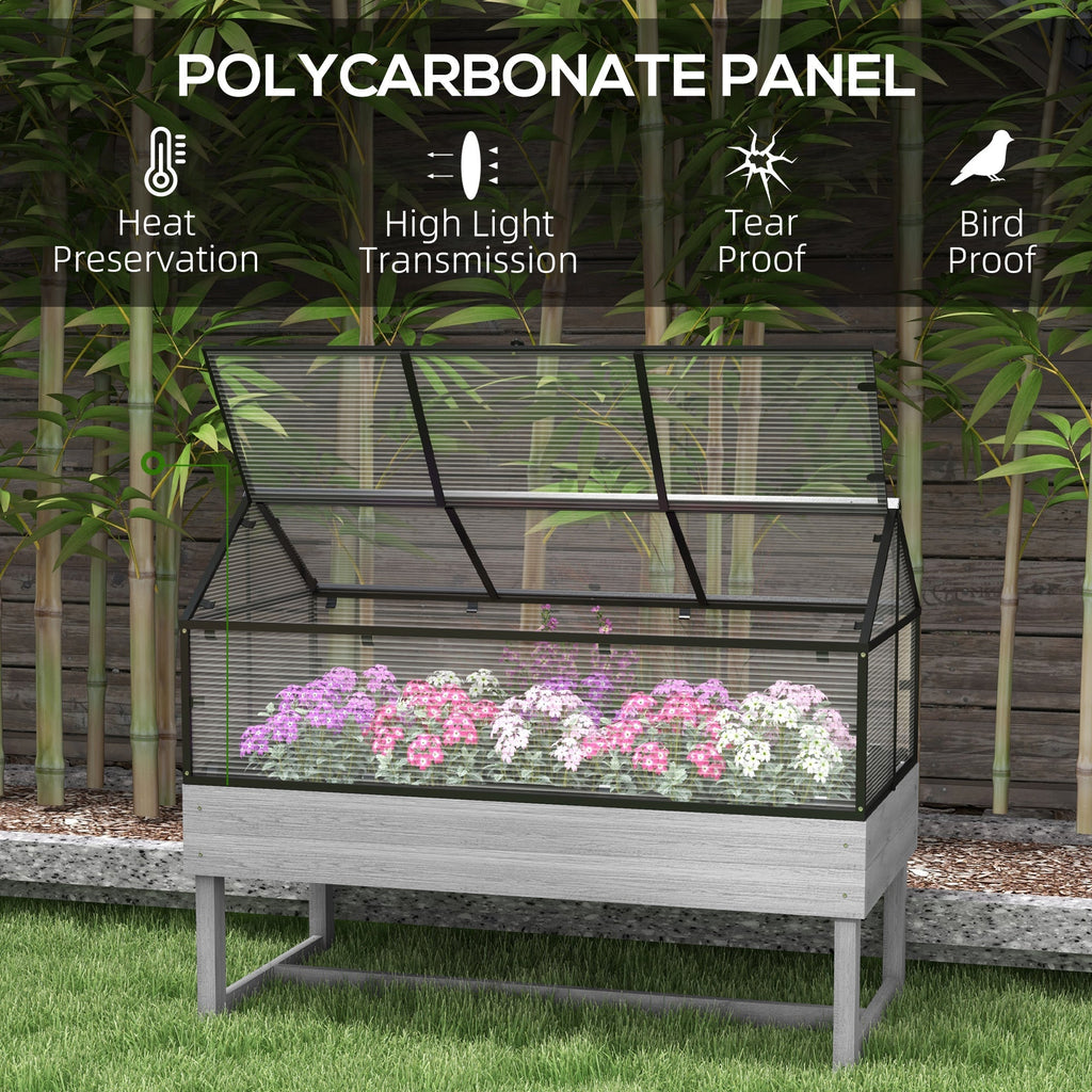 NookGrow Raised Garden Bed with Cold Frame Greenhouse, Distressed Grey