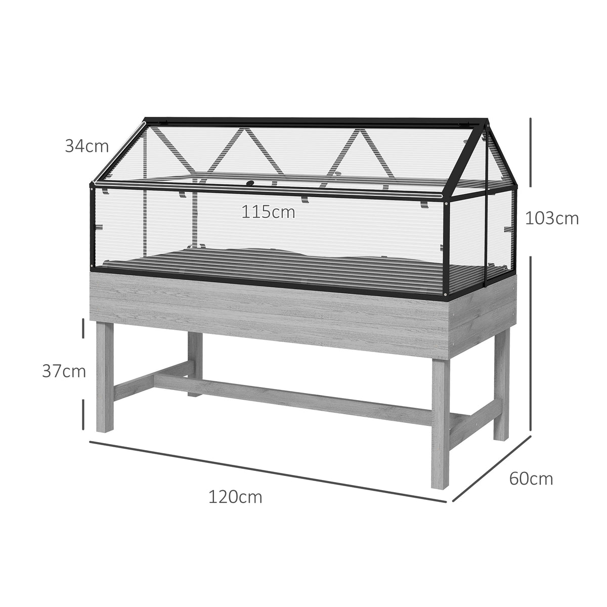 NookGrow Raised Garden Bed with Cold Frame Greenhouse, Distressed Grey