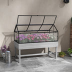 NookGrow Raised Garden Bed with Cold Frame Greenhouse, Distressed Grey