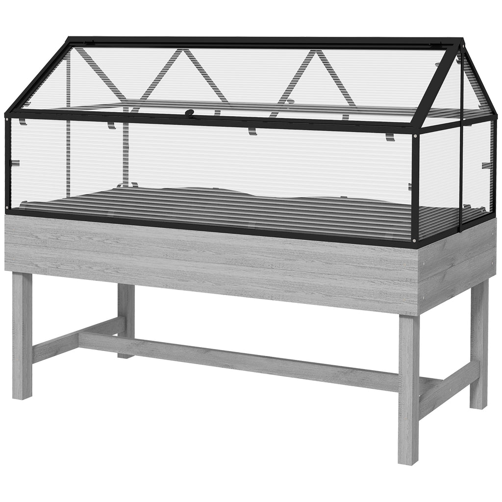 NookGrow Raised Garden Bed with Cold Frame Greenhouse, Distressed Grey