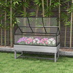NookGrow Raised Garden Bed with Cold Frame Greenhouse, Distressed Grey