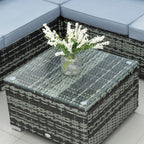 4 Pieces Rattan Garden Corner Sofa Set with Coffee Table & Cushions, Grey