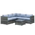4 Pieces Rattan Garden Corner Sofa Set with Coffee Table & Cushions, Grey