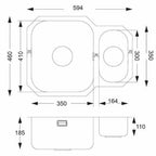 Dakota 1.5 Bowl Stainless Steel Kitchen Sink