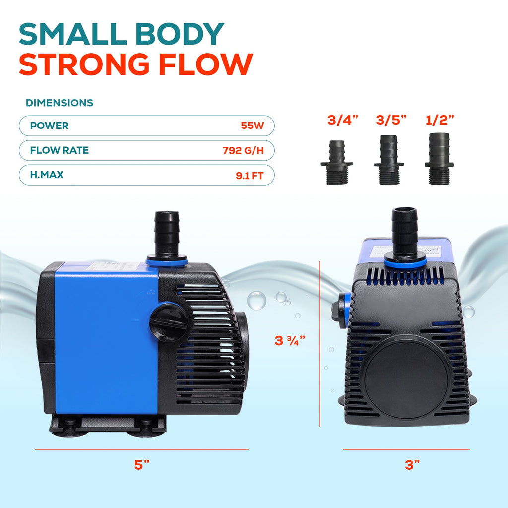 Aqua Dream 800 GPH Adjustable Submersible Pump Aquarium Powerhead