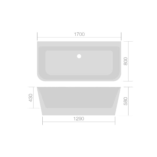 Mono Back to Wall Luxury Freestanding Bath - 1700mm x 800mm