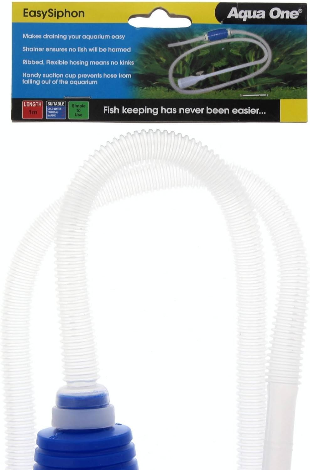 Aqua One Easy Siphon Aquarium Fish Tank Siphon Hose 1m Gravel Cleaner