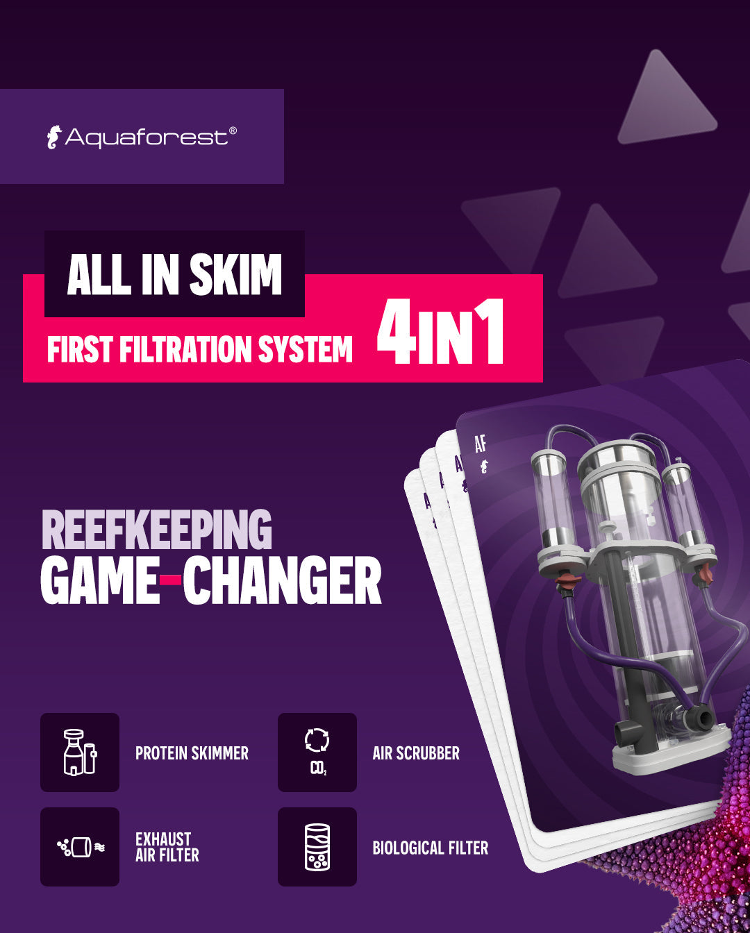 Aquaforest All-in Skim 150 – 4-in-1 Marine Aquarium Filter System