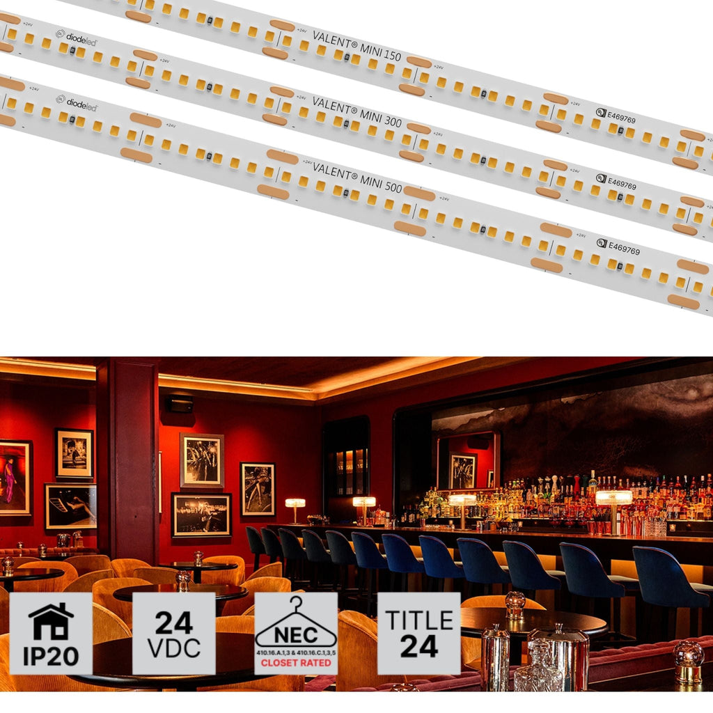 Diode LED VALENT® Mini 8mm LED Tape Light, 24V, 2400K–5000K