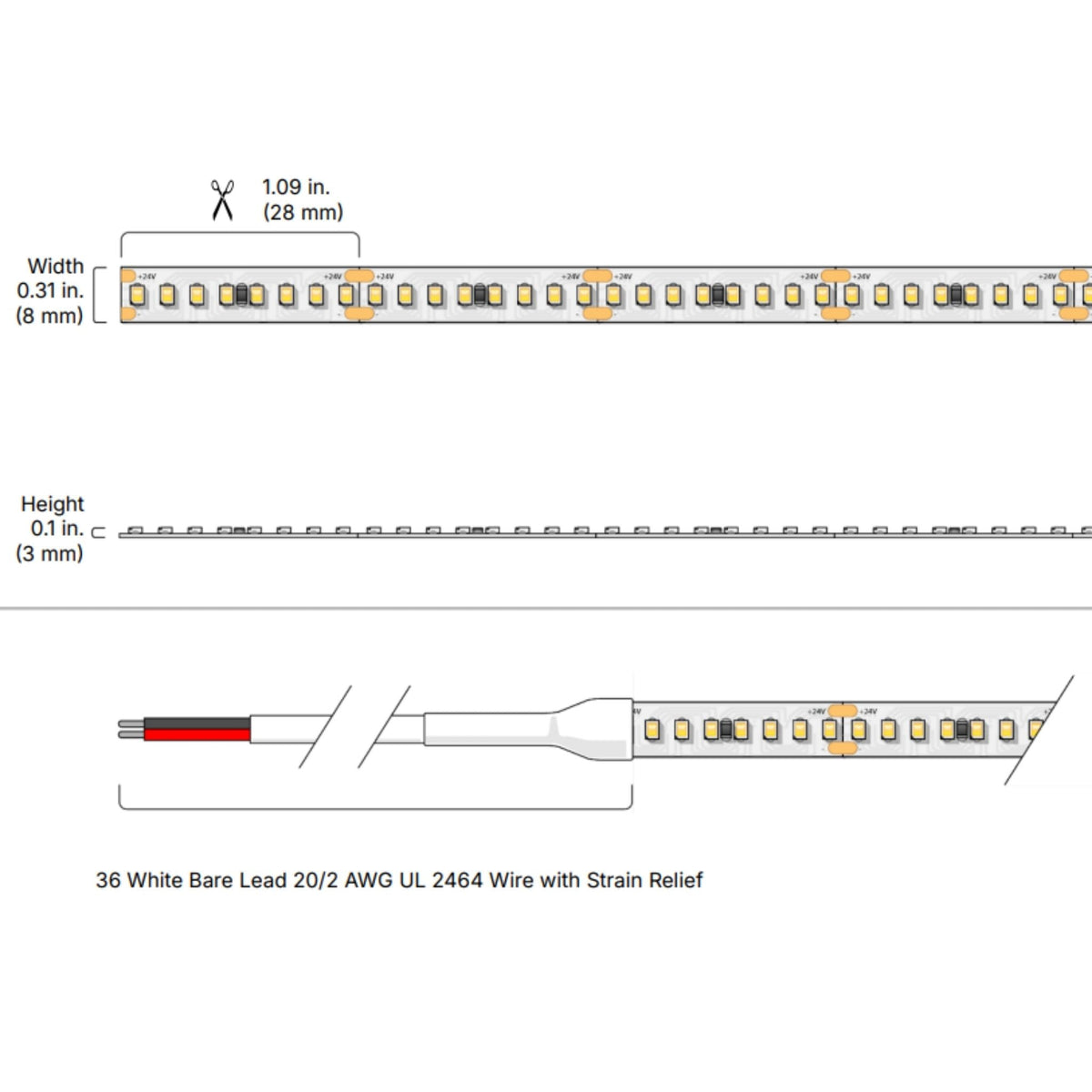 VALENT MINI, 100ft LED Tape Light, 5000K, 448 Lumens/ft, 24V