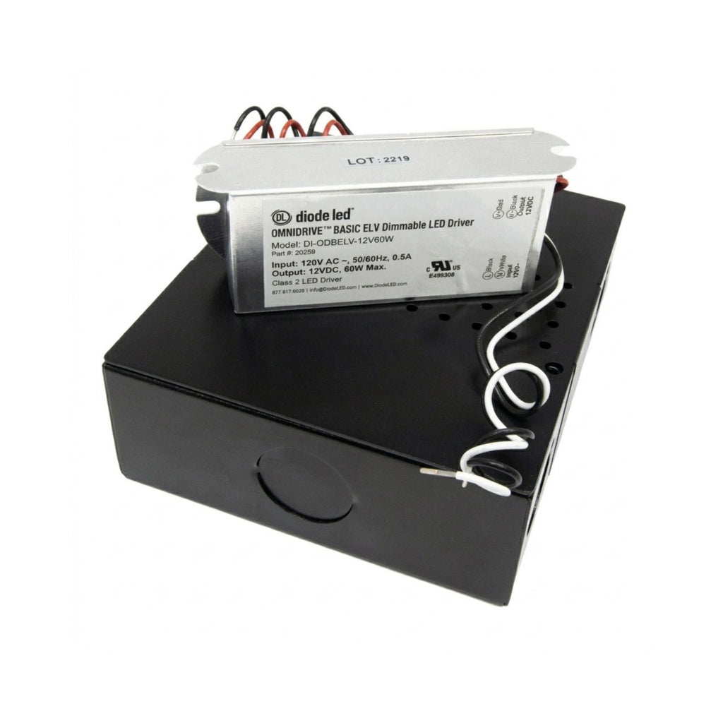 Diode LED 60W LED Driver 12V DC, Dimmable, Integrated Junction Box, Indoor Use - 120V