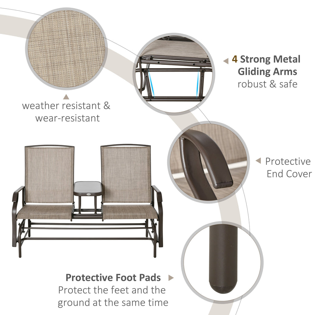 Patio Glider Rocking Chair 2 Person Outdoor Loveseat Rocker Garden Furniture Bench, Flaxen