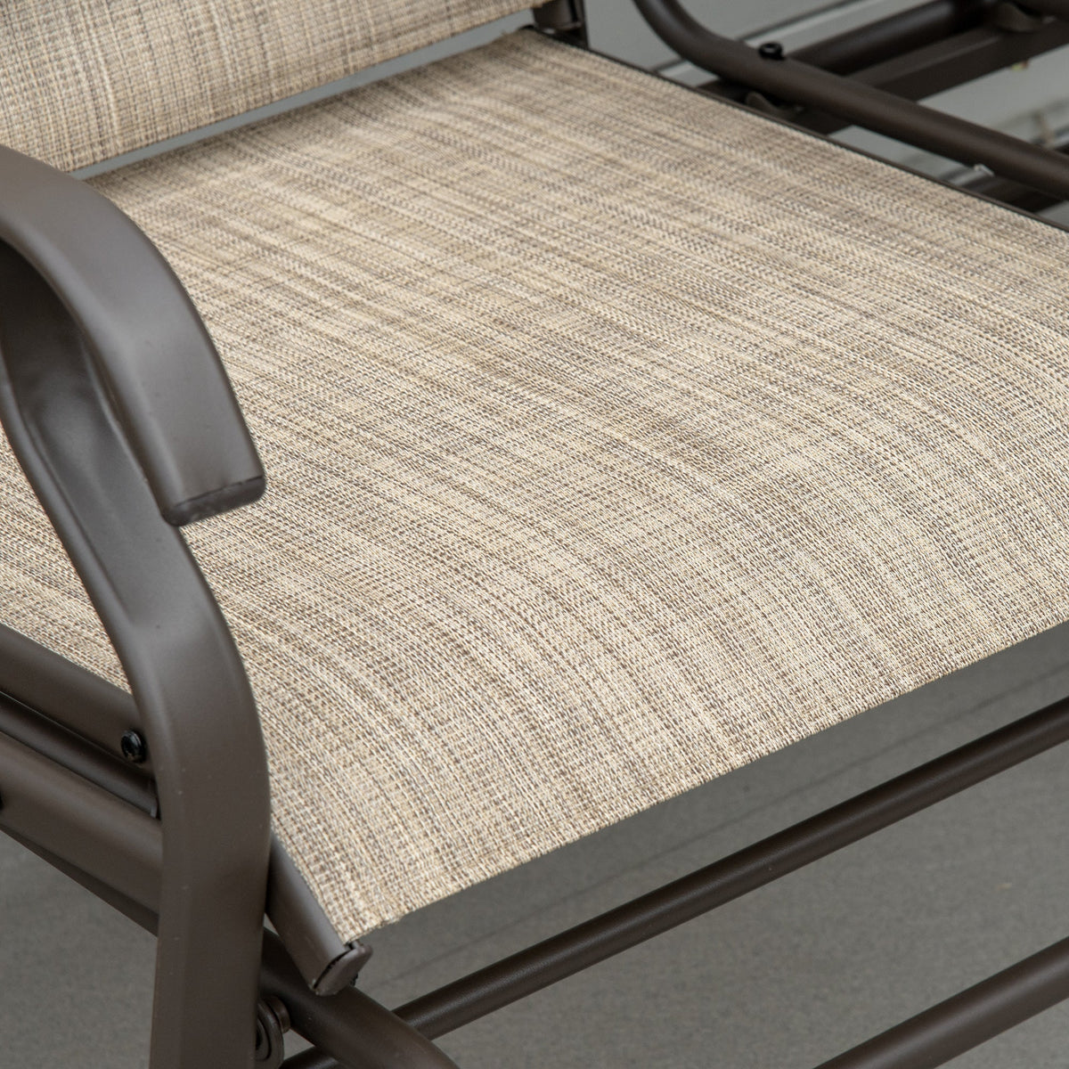 Patio Glider Rocking Chair 2 Person Outdoor Loveseat Rocker Garden Furniture Bench, Flaxen