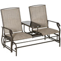Patio Glider Rocking Chair 2 Person Outdoor Loveseat Rocker Garden Furniture Bench, Flaxen