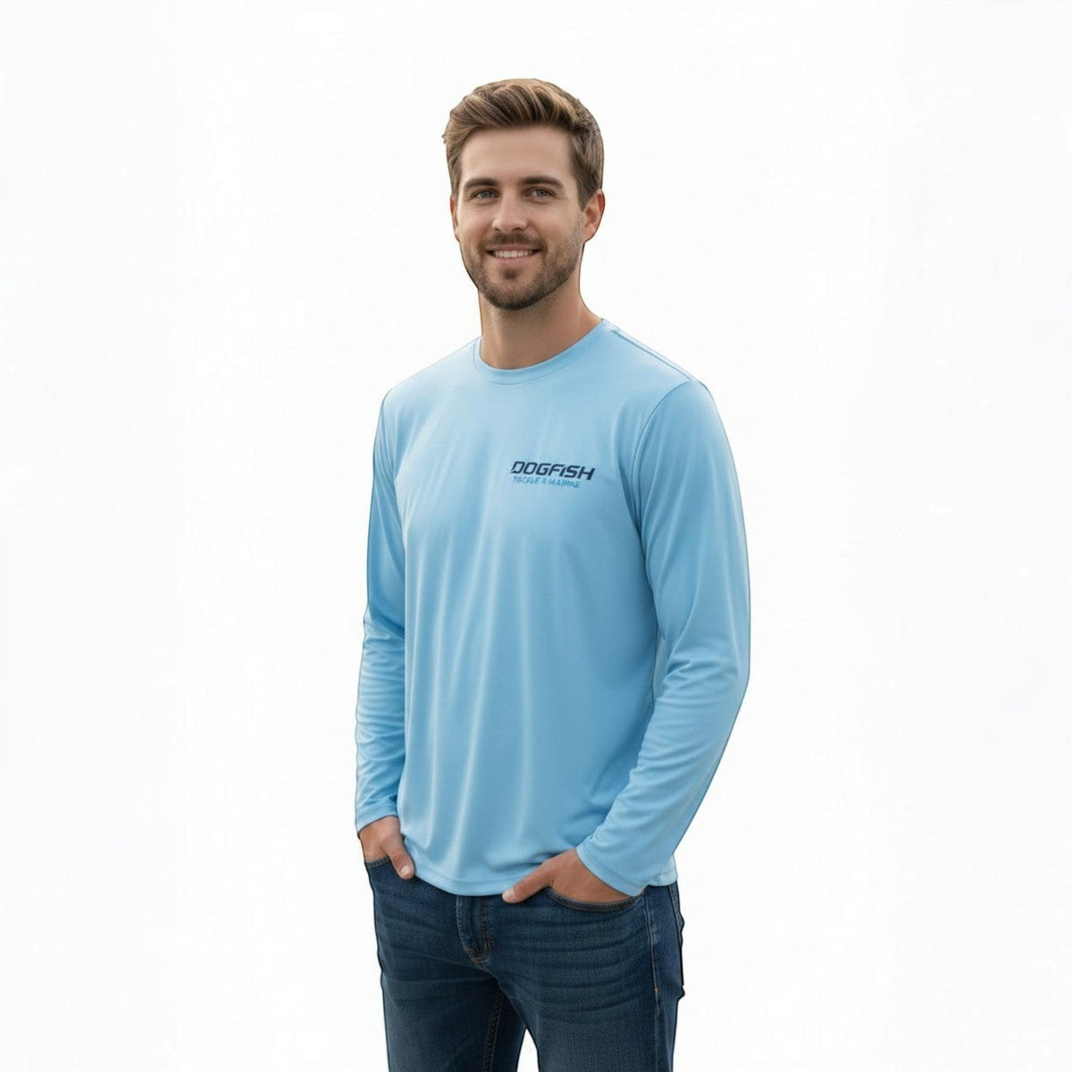 Dogfish Long Sleeve Microfiber Sport Fish Logo