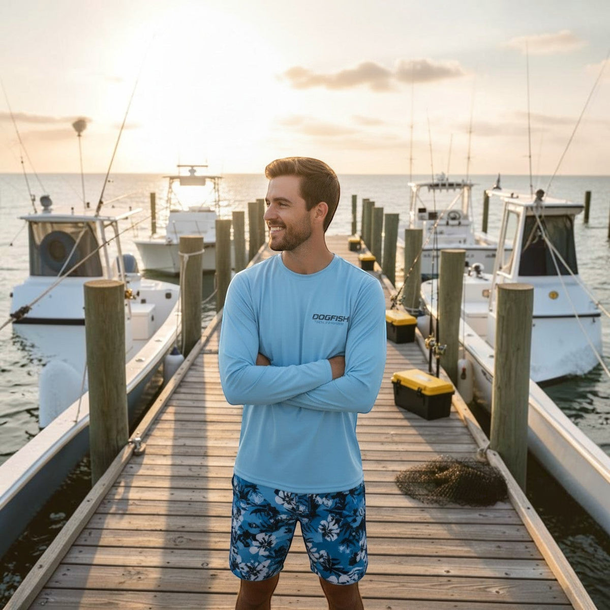 Dogfish Long Sleeve Microfiber Sport Fish Logo