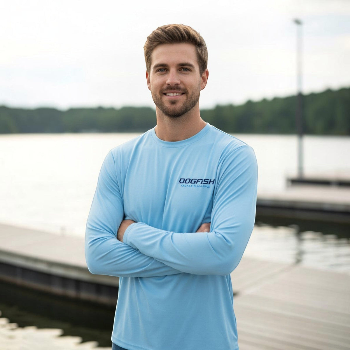 Dogfish Long Sleeve Microfiber Sport Fish Logo
