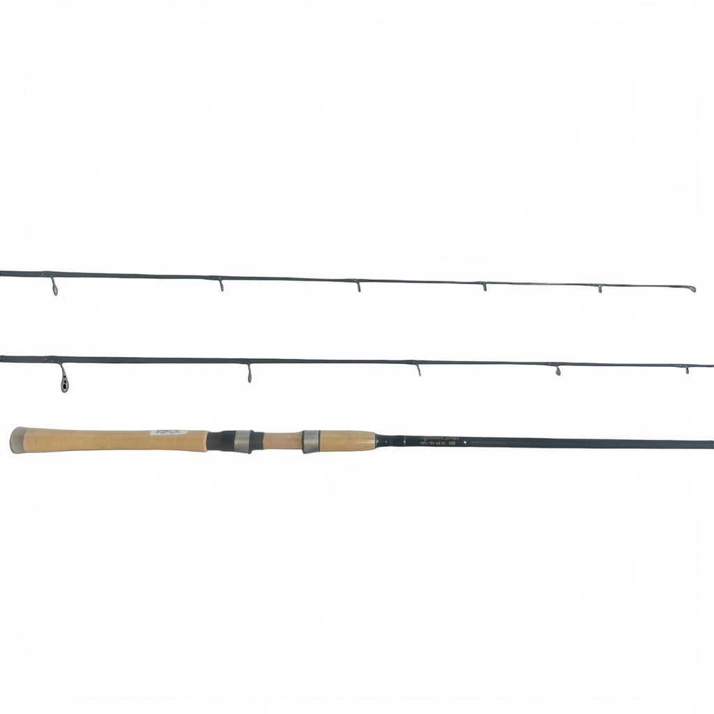 Dogfish Stik Signature Series graphite spinning fishing rod with cork handle and Fuji alconite guides.