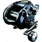 Dogfish Tackle & Marine Shimano ForceMaster 9000A electric fishing reel, dark blue, with digital display and silver handle.