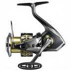 Dogfish Tackle & Marine Shimano Sustain FK spinning reel in gunmetal grey and gold with a silver handle.